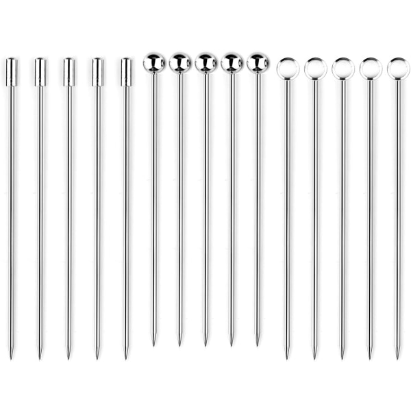 Stainless Steel Cocktail Picks Martini Picks Set (Pack of 15)