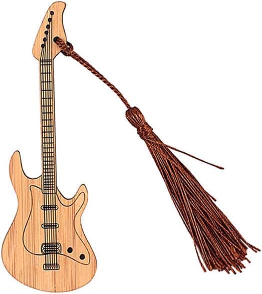 Design Gitarr Bambu Bokmärke med Tofsar för DIY-projekt och Presentetiketter-C C