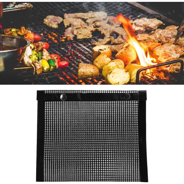 BBQ-grillposer, gjenbrukbare grillposer for utendørs matlaging for kjøtt, fisk, grønnsaker, 27x22cm