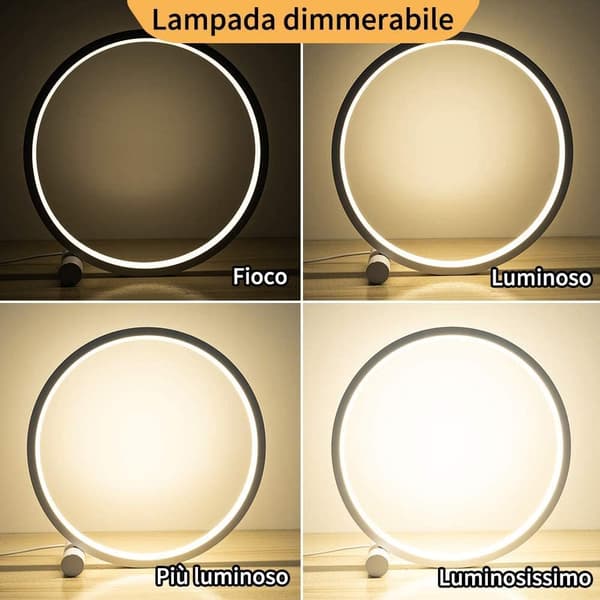 Rund bordlampe, sengebordslampe, touch-dæmpbar, 3 farvekontroller