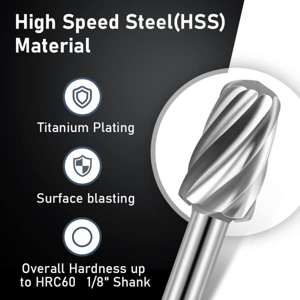 20 stk. Rotasjonsfresesett, HSS-kutter med 3 mm slipehode for trebearbeiding, gravering, boring