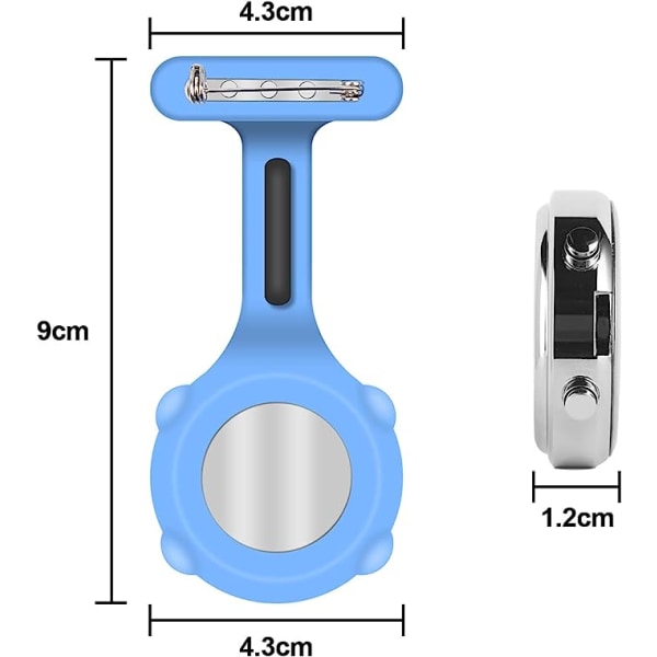 Sygeplejerskeur Sygeplejerskeur i silikone med klip Sygeplejerskelomme FOB-ur Hængende lomme broche Fob-ur til sygeplejerske læge blå