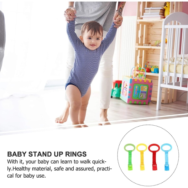 4 stk. Baby Crib Pull Ring Baby Bed Stand Up Rings Walking Assistant Pull Up Ring Hængende Rasle Legetøj