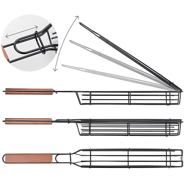 Grillkurv 4 stk Non-stick Kabob Grillkurver med Håndtak BBQ Smoker Rotisserie Kurv