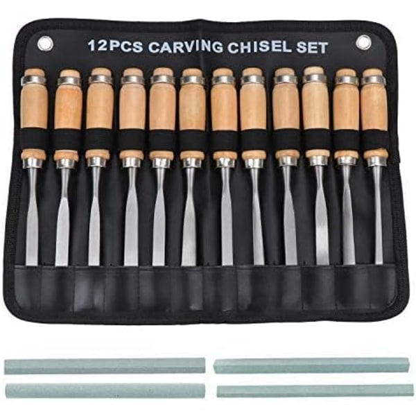 Wood Carving Hand Chisel Set, Woodworking Gouges Tool 12 in 1