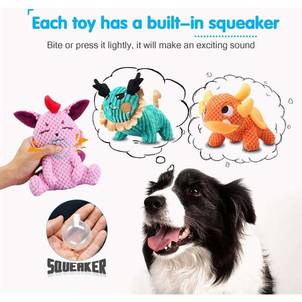 Mjuka hundleksaker, slitstarka plyschleksaker med pip (3 stycken)