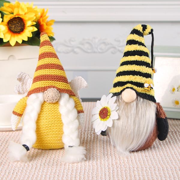 Bumble Bee -kääpiöt S Plushie Auringonkukka -S Puutarhakääpiöiden Keijujen Mehiläisten Koristeet Ulkona Oikukas Puun Veistos Puutarhan Koriste Women's