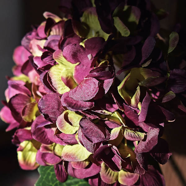 5 st konstgjorda sidenhortensior, blomsterarrangemang dekoration 47 cm Date red