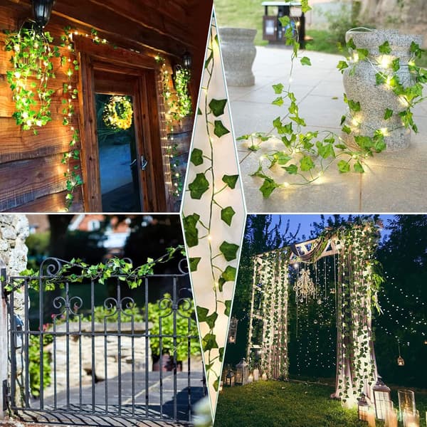 Valoisa kranssi, 2M lehtiseppele, 20 LED-valoköynnös