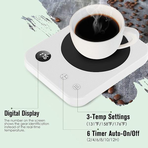Värmare för kaffemugg, smart värmare för kaffemugg, värmare för kaffemugg med automatisk avstängning, (kopp ingår ej)