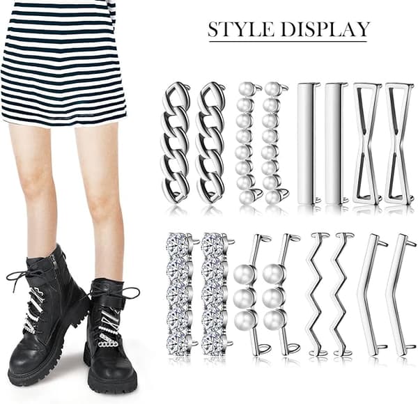 Par Shoelace Charm Clip Sneaker Shoelace Dekorasjon DIY Silver