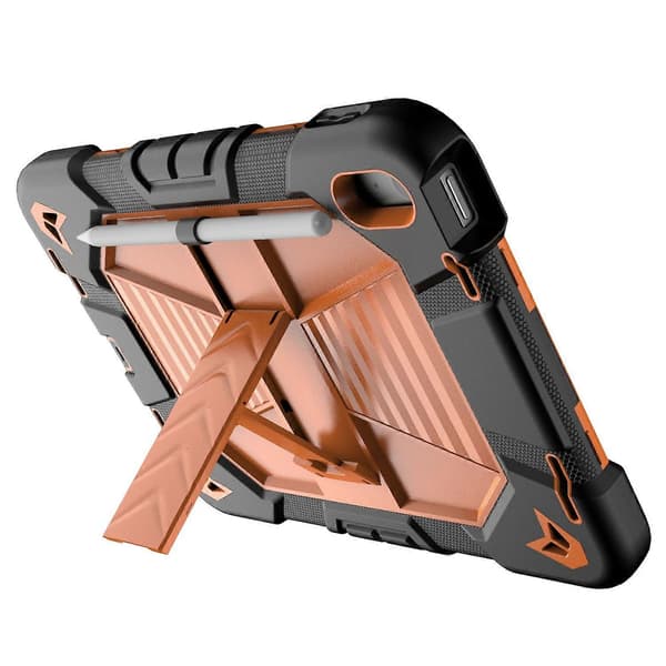 Tabletfodral för iPad 10.9 (2022) med Ställ PC+Silikon Stötsäkert Skydd - Svart+Orange