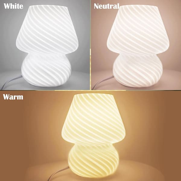 Sopp Bordlampe, Soverom Glass Nattlys, Sengelampe (Hvit)