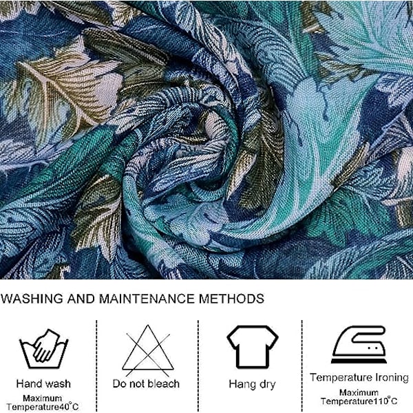 Dam Scarves Lättvikts - Dam Bomullslinne Scarves Fransar Blommigt Tryck Långa Scarves för Vår Höst Vinter