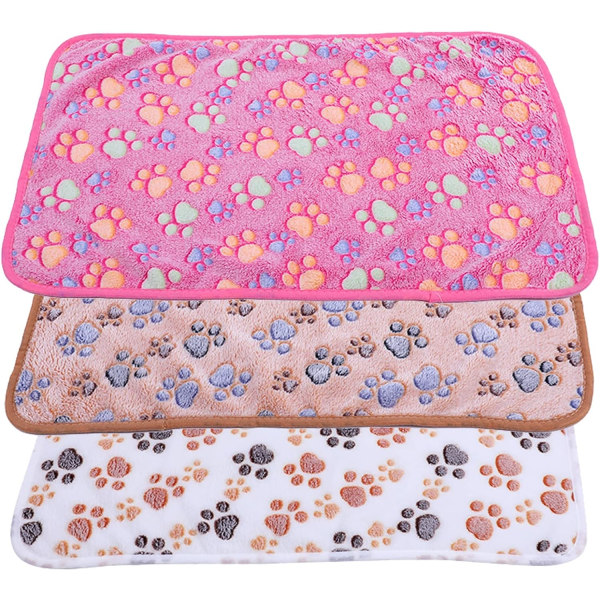 Husdjursfilt i fleece, filt för hundar, kattmattor, mjuk filt för valpar och kattungar, 76 x 52 cm