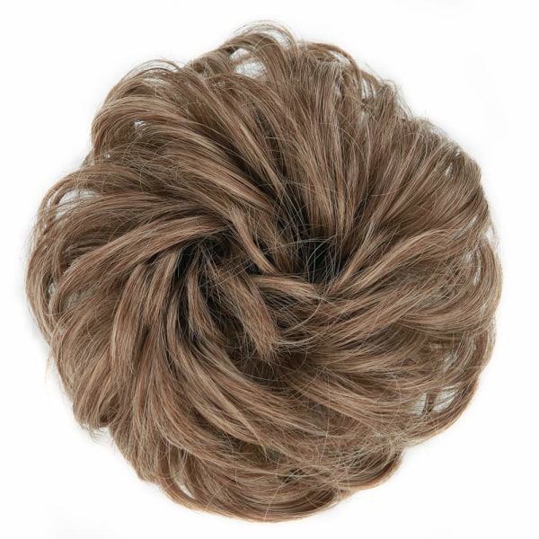 1PCS Messy Hair Bun Hair Scrunchies Extension Curly Wavy Messy Synthetic Chignon for women Updo Hairpiece Light Brown & Natural Blonde#