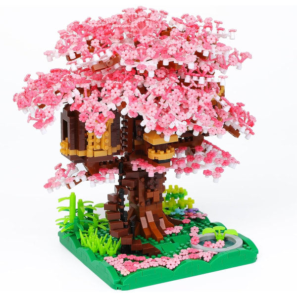 Mini Cherry Blossom Treehouse Bonsai Tree Building Blocks Set,Sakura Botanical Collection Set för vuxna,14+ tonåringar, Heminredningstillbehör