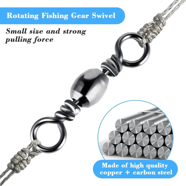 100 st Fiske Tackle Swivel Kolstål Fiske Connector Swivel Färskvatten Swivels Stål Kroklina Connector Rullande Fiske Swivels size 2