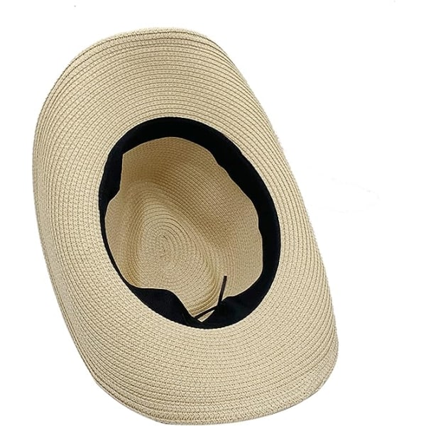 Western halm cowboyhatt dam strand solhatt herr bredbrättad hatt cowboyhatt sommar Panama hatt, beige