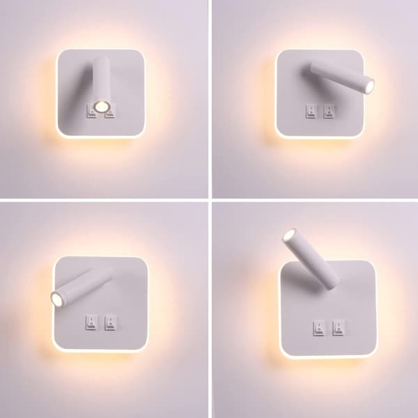 Sengelampe, roterende vegglampe vegglampe 3000K (13w) Rectangular white