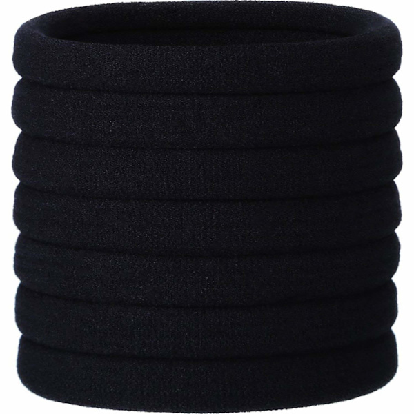 20 stk. store elastiske hårbånd, hårbånd, hestehaleholdere, pandebånd til tykt, kraftigt og krøllet hår (sort, 5 cm i diameter, 1 cm i bredden)