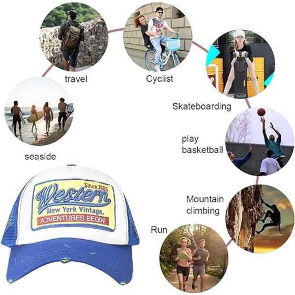 Baseball-lippis, verkkolippikset, unisex, kirjailtu kirjainpaikka, rento lippikset, hip hop -aurinkolippikset Blue
