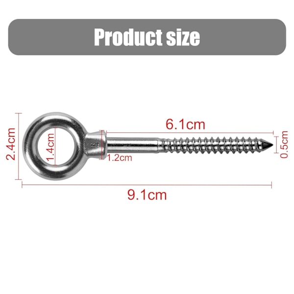12 kpl silmäpultteja | M6 x 60mm silmäruuvi | M6 nostolenkit | Silmäruuvi 316 ruostumaton teräs | Ruuvikoukut M6 silmäruuvi