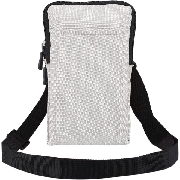 Mobiltelefon skulderhylster, mobiltelefon belteklipsholder, skuldermessengerbag glidelås crossbody off white Large size