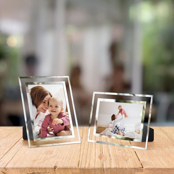 4-pack Fotoramar, 4x6 Tavelramar med Silverfärgat Spegelglas, Multifunktionella Fotoramar för Bordsvisning