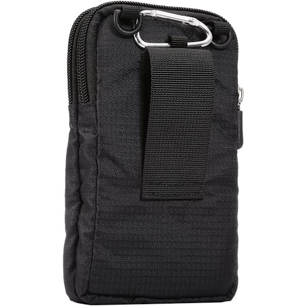 Matkapuhelimen vyölaukku, crossbody-matkapuhelinlaukku, ulkoilmatkan nylon olkalaukku, vyölenkillä ja karabiinihaalla black 9*16.5*3.0CM