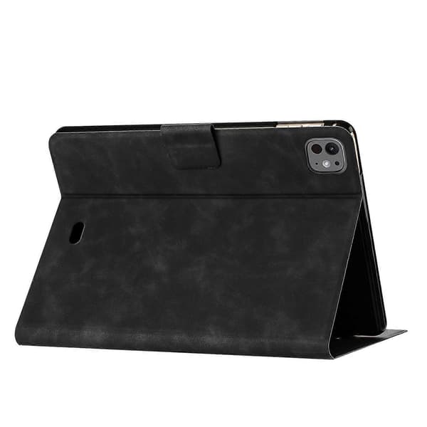Etui til iPad Pro 11 (2024) Par Kat Præget Mikrofiber Læder Smart Tablet Cover - Sort