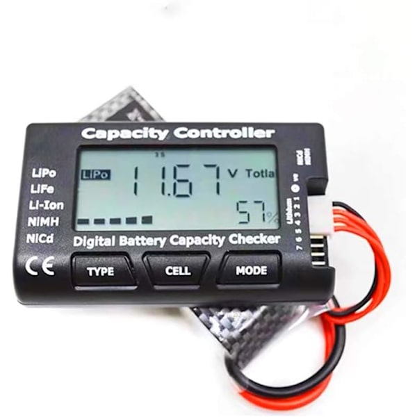 Digital batterikapacitetstester, batterikapacitetsspændingstester Checker Tester med LCD-display, til LiPo Life NiMH Li-ION