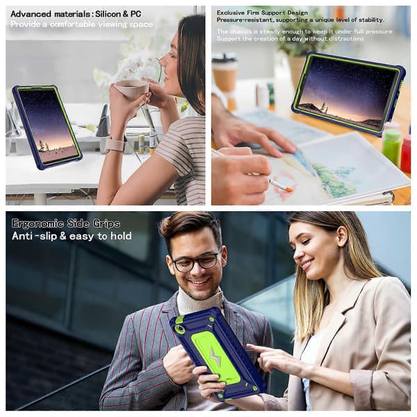 Fodral för Samsung Galaxy Tab A9 med Ställ PC+Silikon Tablet Skydd med Axelrem