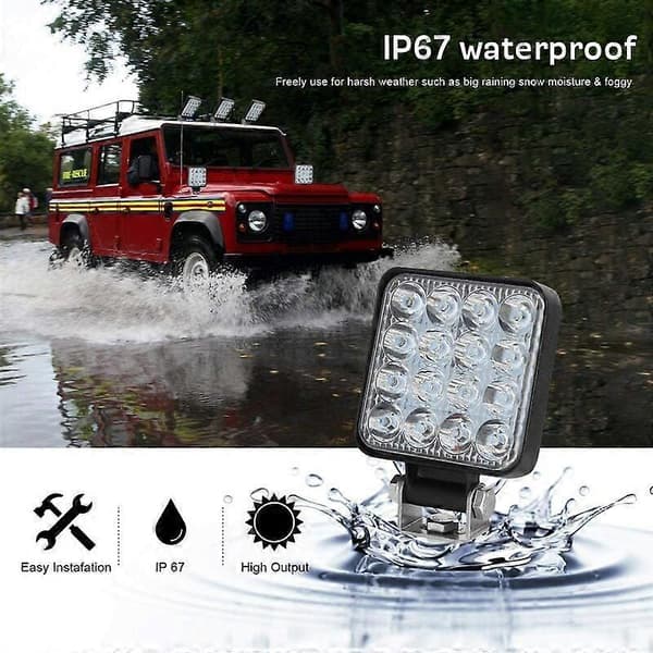 4 stk. LED arbeidslys 3 tommer 48W LED arbeidslys spotlight tåkelys for bil lastebil UTV SUV offroad traktor båt