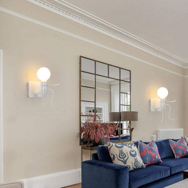 Menneskeformet kreativ innendørs vegglampe, moderne retro stil svart vegglampe, E27 lysestake vegglampe (hvit)