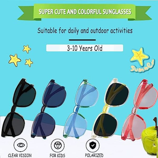 Skidsolglasögon för barn Polarized - Barnsolglasögon flexibel båge för pojkar, flickor, toddler 3-8 år (blå)
