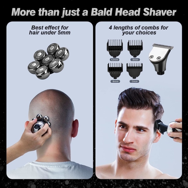 7D barbermaskiner for menn, Beedove 6 i 1 våt og tørr elektrisk barbermaskin for ansikt og hode