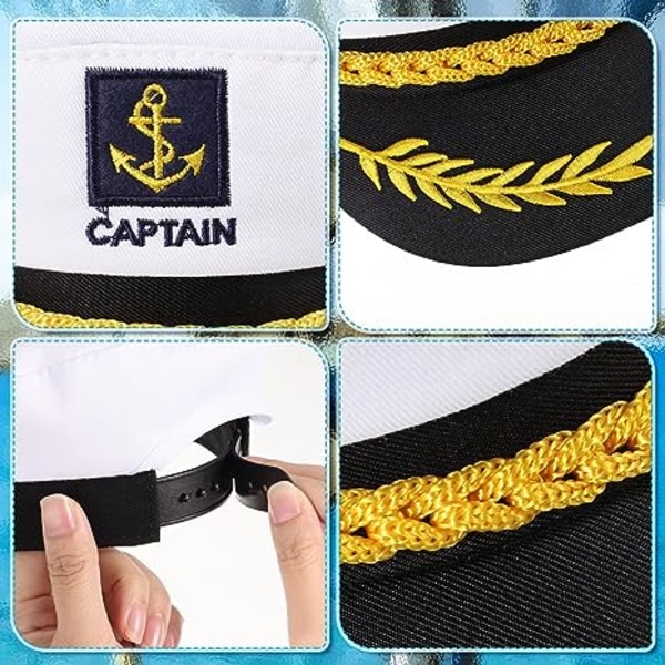 Vuxen Kapten Cosplay Cap Yachting Båt Båt Sailor Admiral Herr Dam
