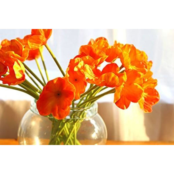 10 stk kunstige valmueblomster Kunstig blomst til bryllup Høytids brudebukett Hjemmefestdekor (oransje)