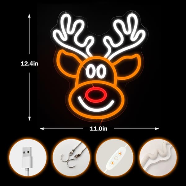 Julälg Neonskylt för Väggdekor Dimbar Jul Neonljus Rådjur Led Neon Nattlampa Skyltar