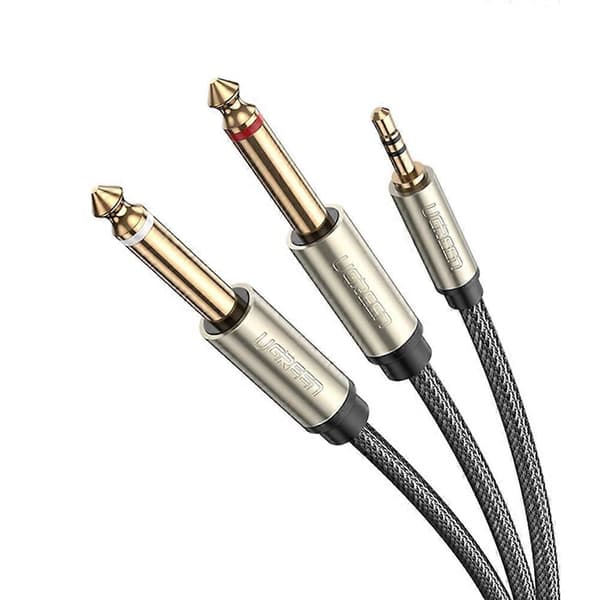 UGREEN 40790 1-meter 3,5 mm TRS han til 2 x 6,35 mm til TS han lydkabel splitter