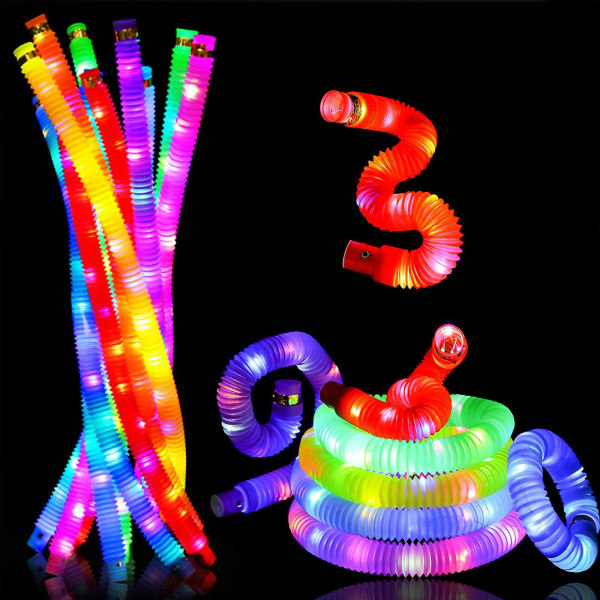 6 kappaletta Fidget-juhlatarvikkeita lapsille ja taaperoille, valaistu Pop Tube -stressilelu