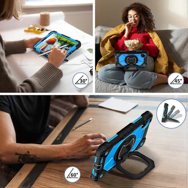 Til Xiaomi Redmi Pad SE 4G 8.7 tommer Etui Silikone+PC Støtteben Tablet Cover - Sort/Blå