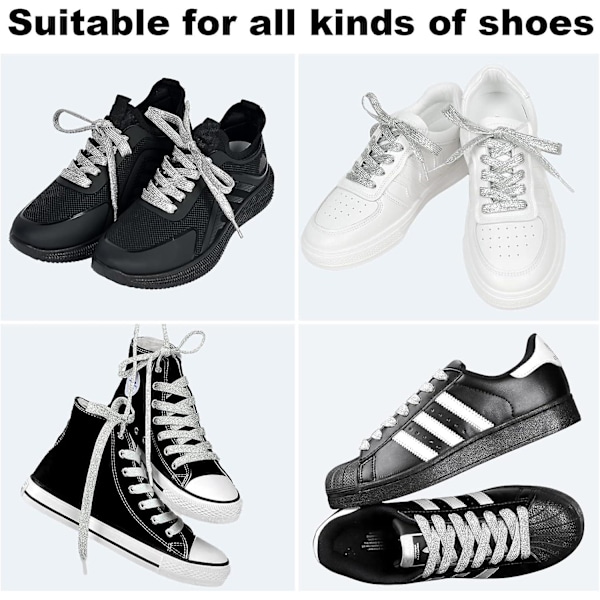 Glittrande skosnören - Bling-bling skosnören för sneakers och canvas skor 1,3 m / 51,18 tum 1.3m