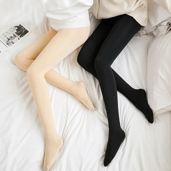 Fôrede vinterleggings med sokker - Dame - Holder deg varm beige