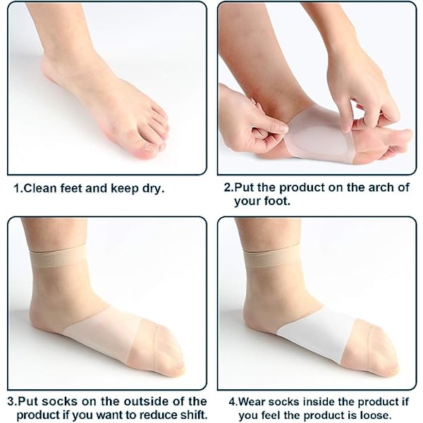 Gelindlæg til svangstøtte til plantar fasciitis, flade fødder, blødt gelpudebetræk til støtte til plantar fasciitis og støtte til flade fødder