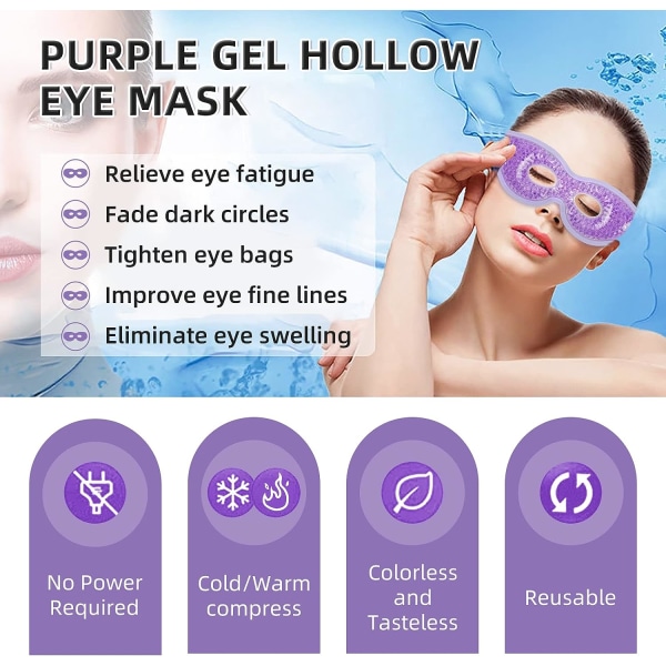 Kylande ögonmask, återanvändbar varm eller kall terapi Gel Bead Eye Mask med mjuk plysch baksida och justerbar rem för svullna ögon, torra ögon