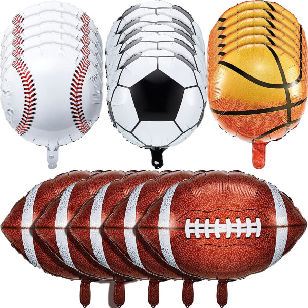 20 kpl Sports Foil Balloon Set, Metallic Mylar Balloons Urheilupeli Ilmapallot syntymäpäivän urheiluteemajuhliin