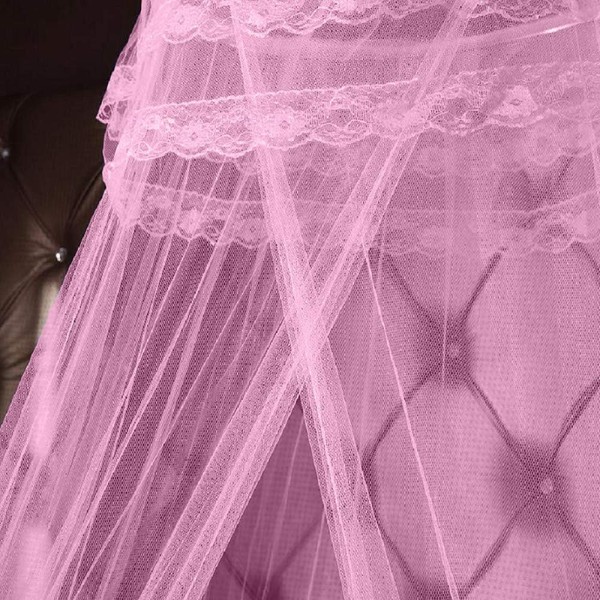 Flicksängöverkast i polyester, prinsessmyggnät, rosa kupolnät, myggnät för barn, dekoration för rosa sovrum