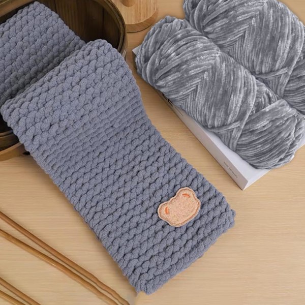Chenillegarn, Chenillegarn för Virkning, 3 Rullar Garnbollar för DIY Stickning och Virkning, Hantverk Light gray